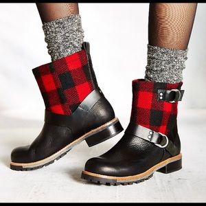 Woolrich Red Balt Buffalo Plaid Moto Boot